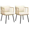 Image de vidaXL Chaises de jardin lot de 2 avec coussins naturel résine tressée