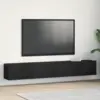 Image de vidaXL Meuble TV 2 pc Noir Bois d'ingénierie