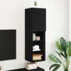 Image de vidaXL Ensemble meuble TV avec LED Chêne noir 30,5 x 30 x 102 cm