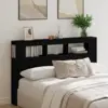 Image de vidaXL Tête de lit LED avec étagère Chêne noir 160 x 18,5 x 103,5 cm
