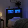 Image de vidaXL Armoire tête de lit avec LED chêne noir 100x17x102 cm
