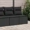 Image de vidaXL Salon de jardin avec coussins 2 pcs noir résine tressée acacia