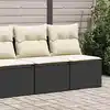 Image de vidaXL Salon de jardin avec coussins 2 pcs noir résine tressée acacia
