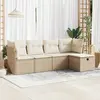 Image de vidaXL Salon de jardin avec coussins 5 pcs beige résine tressée