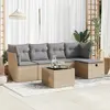 Image de vidaXL Salon de jardin avec coussins 6 pcs beige résine tressée