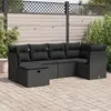 Image de vidaXL Salon de jardin 6 pcs avec coussins noir résine tressée
