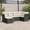 Image de vidaXL Salon de jardin 6 pcs avec coussins noir résine tressée