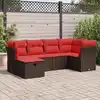 Image de vidaXL Salon de jardin avec coussins 6 pcs marron résine tressée