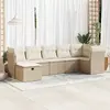 Image de vidaXL Salon de jardin avec coussins 7 pcs beige résine tressée