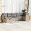 Image de vidaXL Salon de jardin avec coussins 7 pcs beige résine tressée