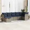Image de vidaXL Salon de jardin avec coussins 7 pcs gris résine tressée
