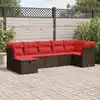 Image de vidaXL Salon de jardin avec coussins 7 pcs marron résine tressée