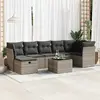 Image de vidaXL Salon de jardin 8 pcs avec coussins gris résine tressée