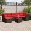 Image de vidaXL Salon de jardin 8 pcs avec coussins marron résine tressée