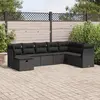 Image de vidaXL Salon de jardin 8 pcs avec coussins noir résine tressée