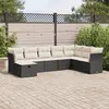 Image de vidaXL Salon de jardin 8 pcs avec coussins noir résine tressée