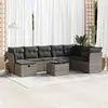 Image de vidaXL Salon de jardin 9 pcs avec coussins gris résine tressée