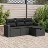 Image de vidaXL Salon de jardin 4 pcs avec coussins noir résine tressée