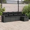 Image de vidaXL Salon de jardin 5 pcs avec coussins noir résine tressée