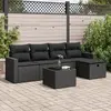 Image de vidaXL Salon de jardin 6 pcs avec coussins noir résine tressée
