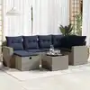 Image de vidaXL Salon de jardin avec coussins 7 pcs gris résine tressée