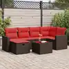 Image de vidaXL Salon de jardin avec coussins 7 pcs marron résine tressée