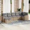 Image de vidaXL Salon de jardin avec coussins 7 pcs beige résine tressée