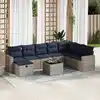 Image de vidaXL Salon de jardin 9 pcs avec coussins gris résine tressée