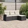 Image de vidaXL Salon de jardin 4 pcs avec coussins noir résine tressée