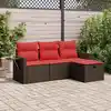 Image de vidaXL Salon de jardin 4 pcs avec coussins marron résine tressée