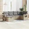 Image de vidaXL Salon de jardin avec coussins 6 pcs beige résine tressée