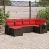 Image de vidaXL Salon de jardin avec coussins 6 pcs marron résine tressée