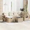 Image de vidaXL Salon de jardin avec coussins 7 pcs beige résine tressée
