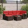 Image de vidaXL Salon de jardin avec coussins 7 pcs marron résine tressée