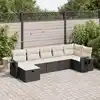 Image de vidaXL Salon de jardin 7 pcs avec coussins noir résine tressée