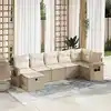 Image de vidaXL Salon de jardin avec coussins 7 pcs beige résine tressée