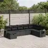 Image de vidaXL Salon de jardin 8 pcs avec coussins noir résine tressée