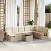 Image de vidaXL Salon de jardin avec coussins 9 pcs beige résine tressée
