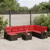 Image de vidaXL Salon de jardin avec coussins 9 pcs marron résine tressée