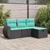 Image de vidaXL Salon de jardin 4 pcs avec coussins noir résine tressée