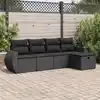 Image de vidaXL Salon de jardin 5 pcs avec coussins noir résine tressée