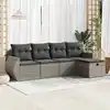 Image de vidaXL Salon de jardin 5 pcs avec coussins gris résine tressée
