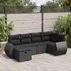 Image de vidaXL Salon de jardin 6 pcs avec coussins noir résine tressée