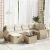 Image de vidaXL Salon de jardin avec coussins 7 pcs beige résine tressée