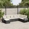 Image de vidaXL Salon de jardin 8 pcs avec coussins noir résine tressée