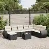 Image de vidaXL Salon de jardin 9 pcs avec coussins noir résine tressée