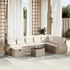 Image de vidaXL Salon de jardin avec coussins 9 pcs beige résine tressée