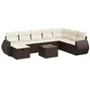 Image de vidaXL Salon de jardin avec coussins 9 pcs marron résine tressée