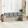 Image de vidaXL Salon de jardin avec coussins 5 pcs beige résine tressée