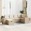Image de vidaXL Salon de jardin avec coussins 6 pcs beige résine tressée